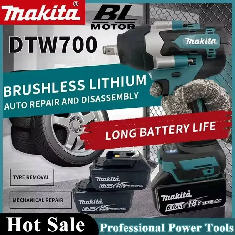 

Makita DTW700 18V brushless electric wrench Cordless drill screwdriver High torque electric tool Torque wrench rechargeable bran