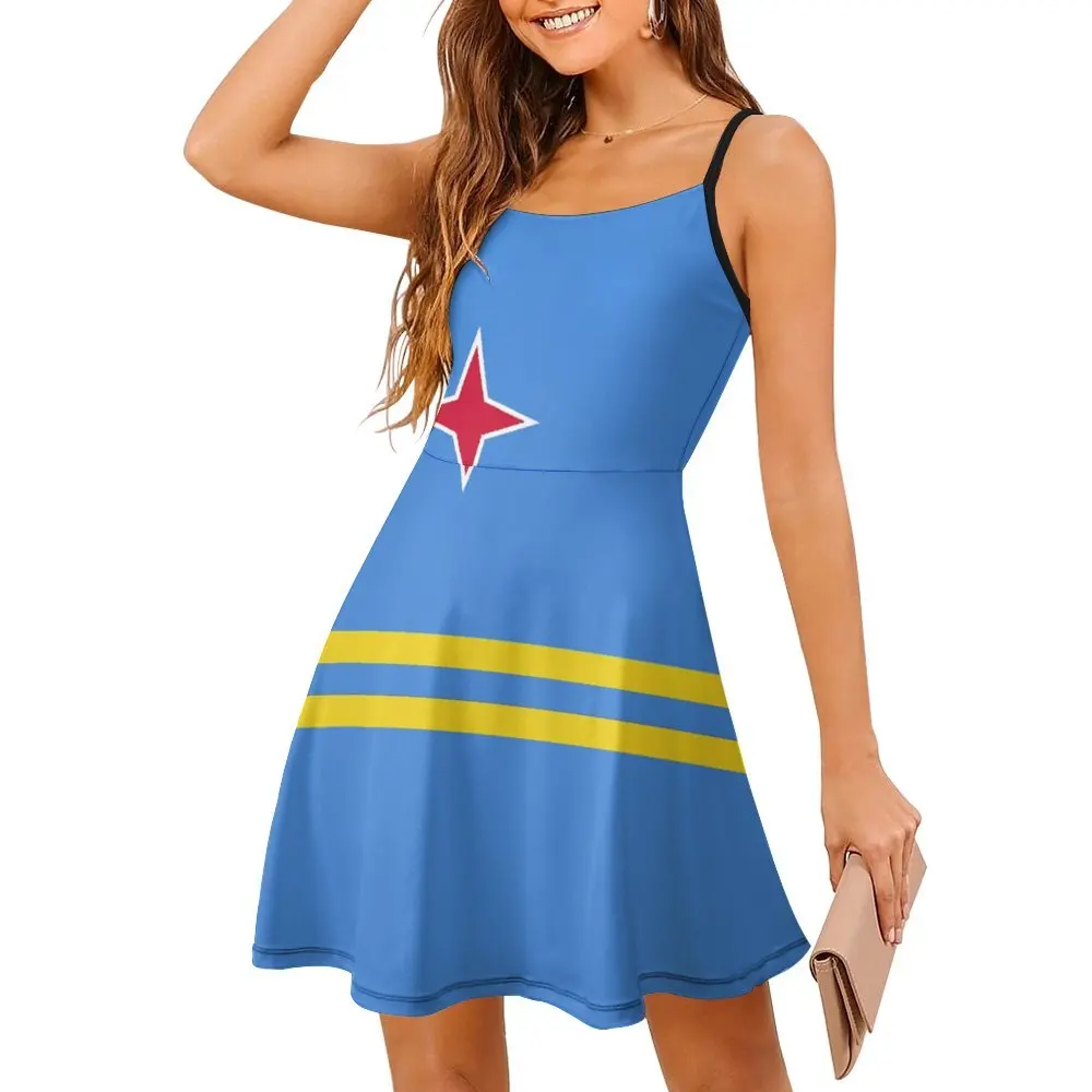 

Sexy Flag of Aruba Women's Sling Dress Funny Joke Cocktails Woman's Dress Dresses Funny