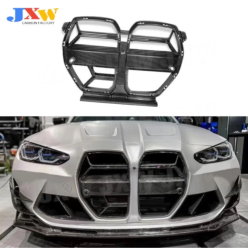 

Dry Carbon Fiber Car Front Bumper Kidney Grille Dual Slat Grille Body Kits for BMW G80 M3 G82 G83 M4 2021 + FRP Front Grill