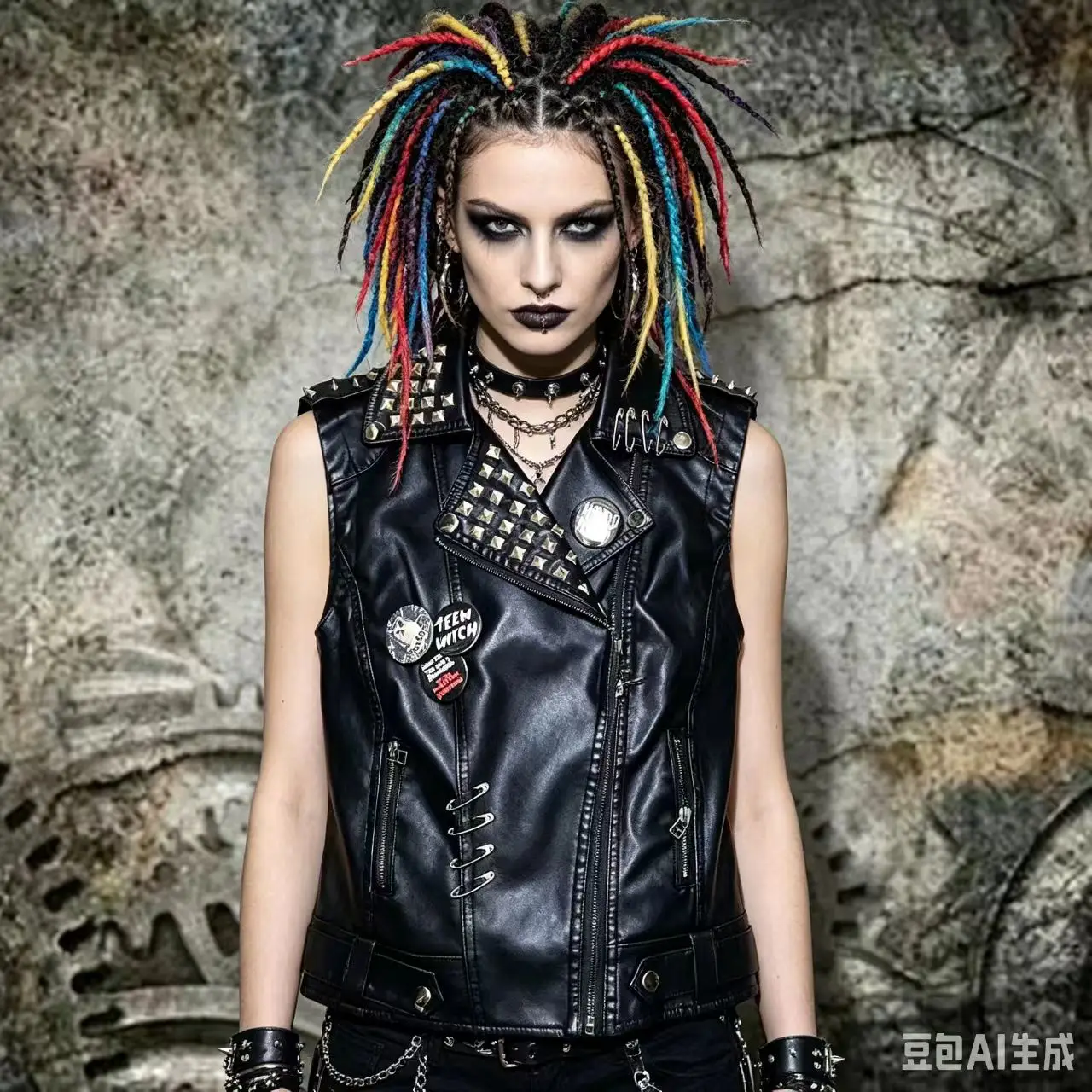 2026 DIY Rock Punk style Rivet PU Leather Motorcycle  Men's Vest Streetwear Casual women's top vest