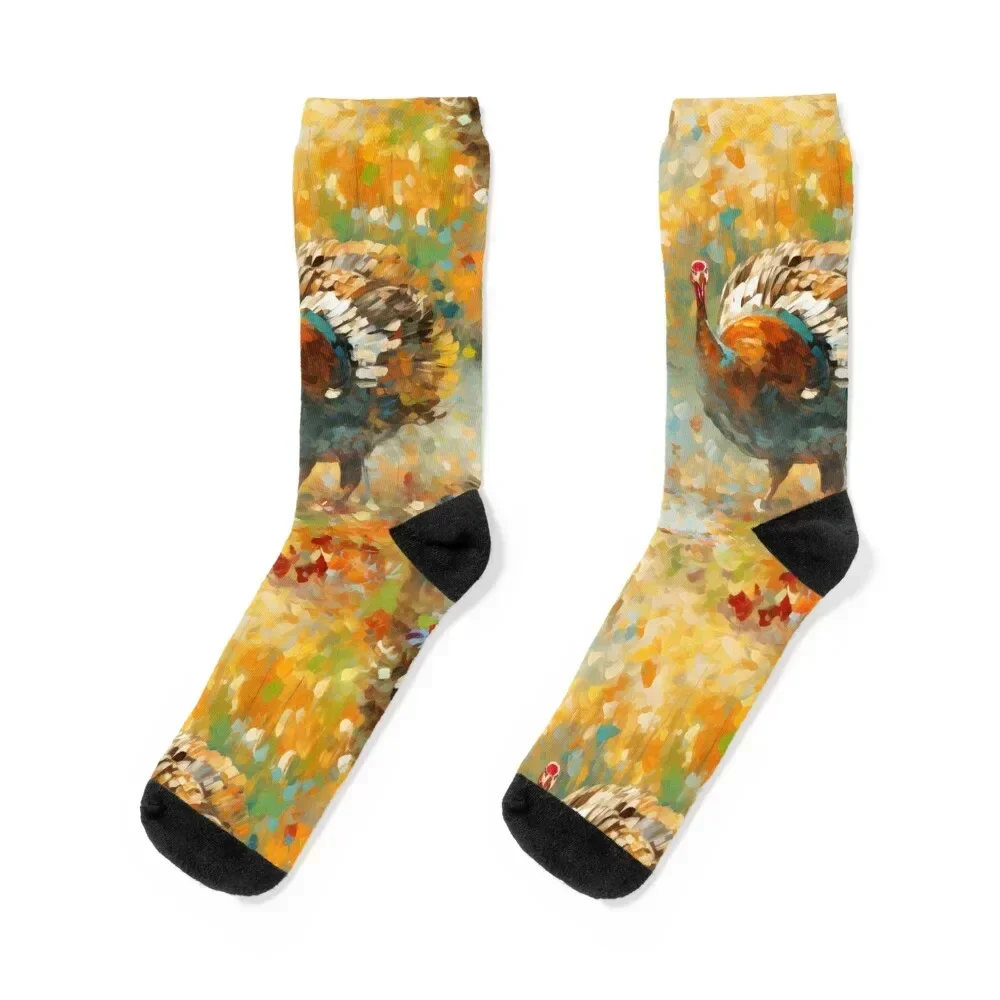 

Impressionist Thanksgiving Turkey Socks Run japanese fashion winter gifts floral Men's Socks Women's
