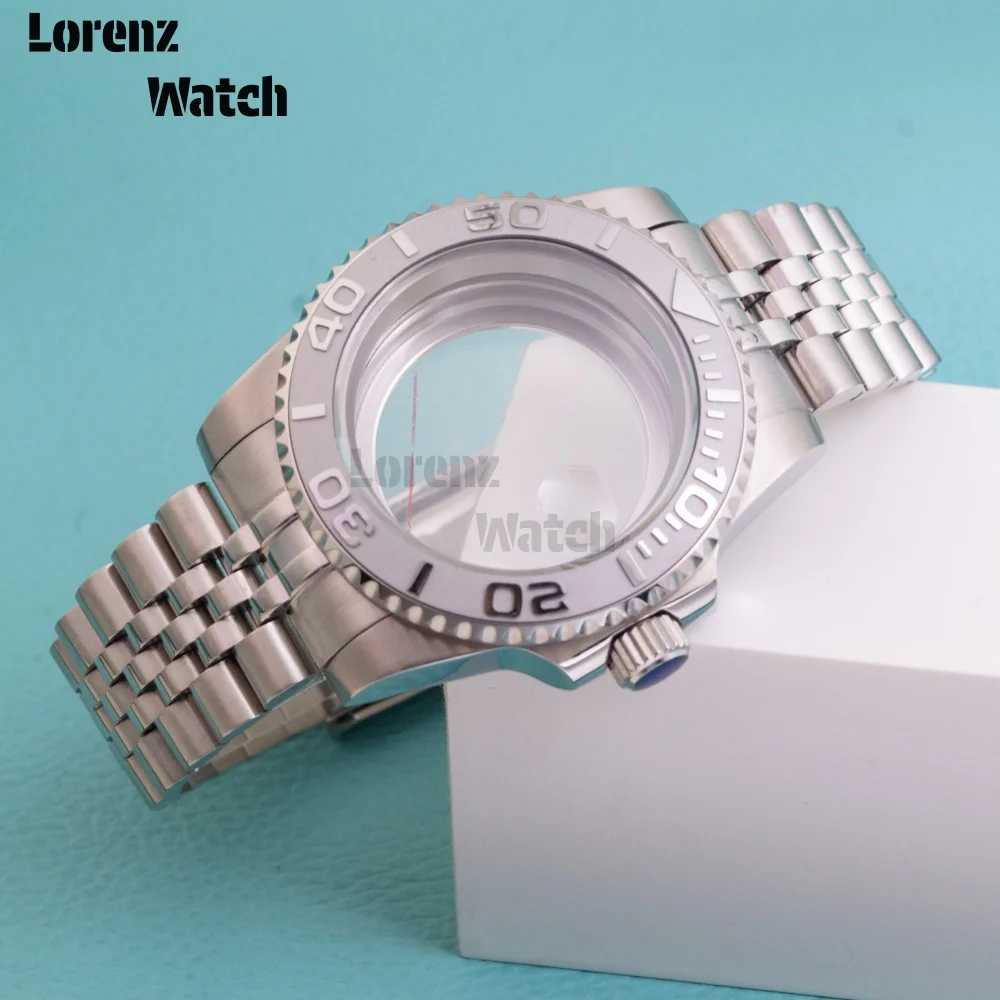 

NH35 Silver Watch Case Sapphire Glass Stainless Steel 40mm Case For Yacht-master NH34 NH35 NH36 NH38 Movement Steel Strap
