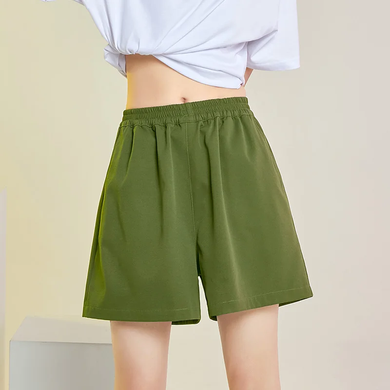 KRCVES Fashion High Waist Casual Sports Shorts Women\'S New Slim And Loose Pure Color Wide Leg Pants In Spring And Summer 2023