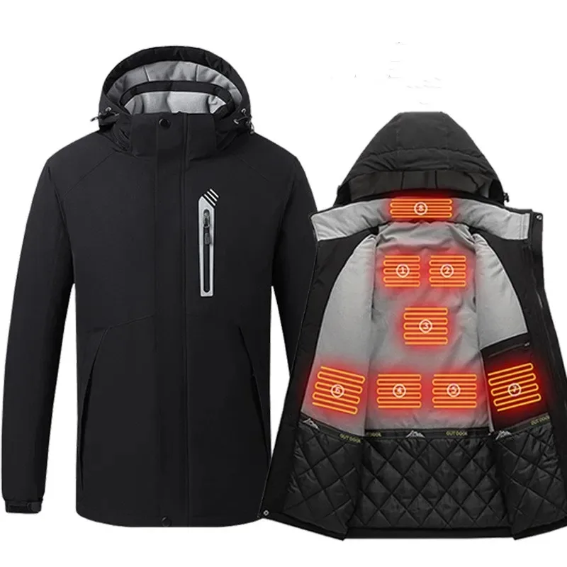 Xiaomi Youpin intelligent Heated Jacket 8 Zones Heating USB Charging Outdoor Sports Ski Suit Windproof Jacket With Cap