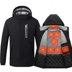 Youpin intelligent Heated Jacket 8 Zones Heating USB Charging Outdoor Sports Ski Suit Windproof Jacket With Cap