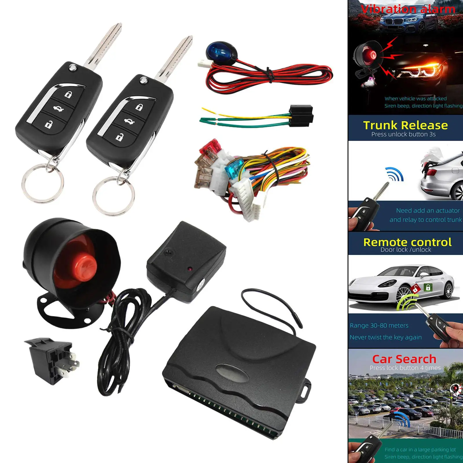 Intelligent Keyless Entry System, Vehicle Central Door Lock, Automatically Lock , with 2 Remote Contorl.