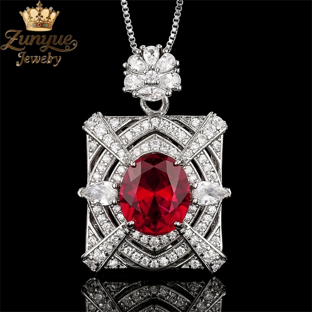 

Красный стеклянный цветок с бриллиантами, выдолбленный квадратный кулон, роскошное качество, модные украшения, изысканные элегантные подвески, популярный подарок