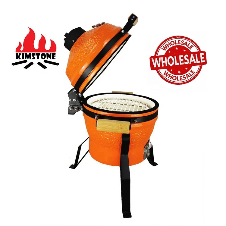 KIMSTONE 13-дюймовый коммерческий маленький мини-гриль-барбекю, уголь, портативный уличный гриль-барбекю, яйцо, керамический гриль Камадо с ручкой
