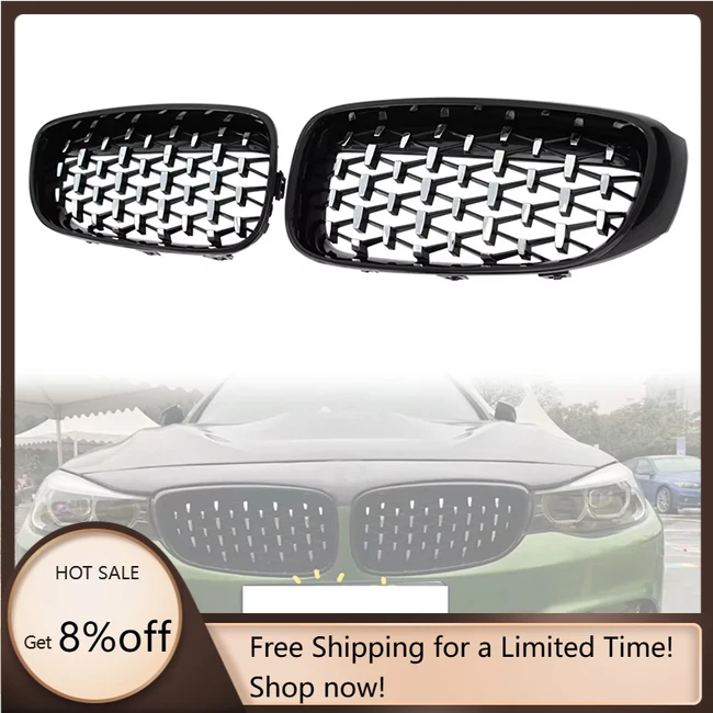 

12-20 Front Bumper Grille Diamond Black Chrome ABS Accessories for 3 Series F34 GT 2012-2020 Auto Replacement