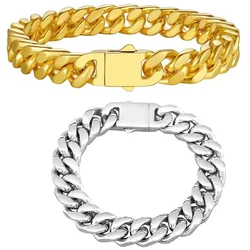 Stainless Steel Smooth Surface Cuban Chain Bracelet for Women Silver Gold Color Fine Charm Personality Accessories