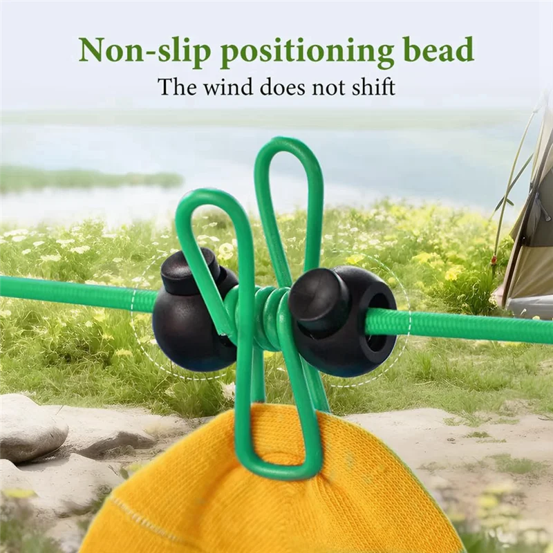 

Clothesline, Portable Clothesline With Clothespins, Adjustable Non-Slip Clothesline, Indoor Outdoor Travel Camping
