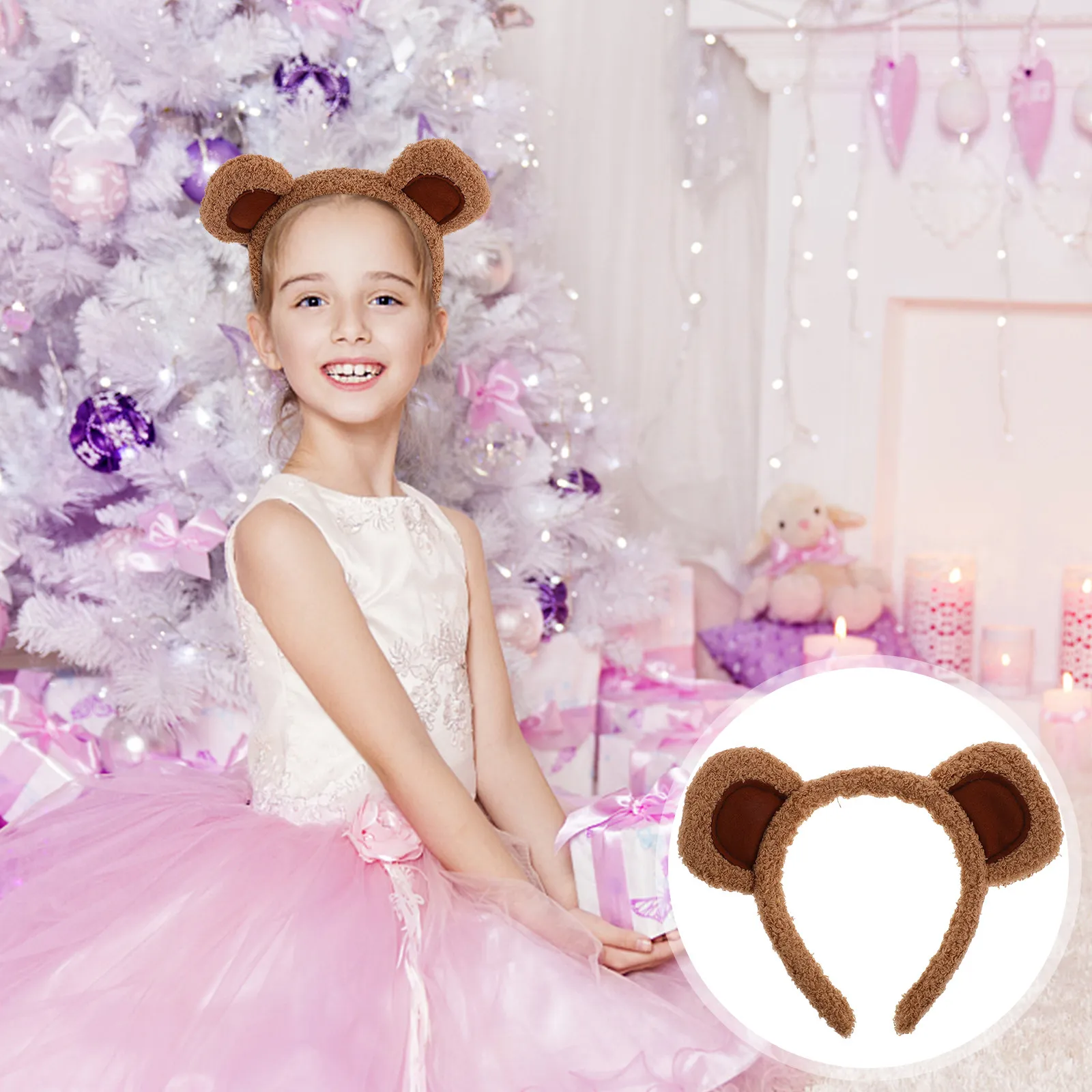 

Обруч для волос с медвежьими ушками для костюмированных вечеринок, Хэллоуина, игр, макияжа, удобный, легкий, легкий в использовании.