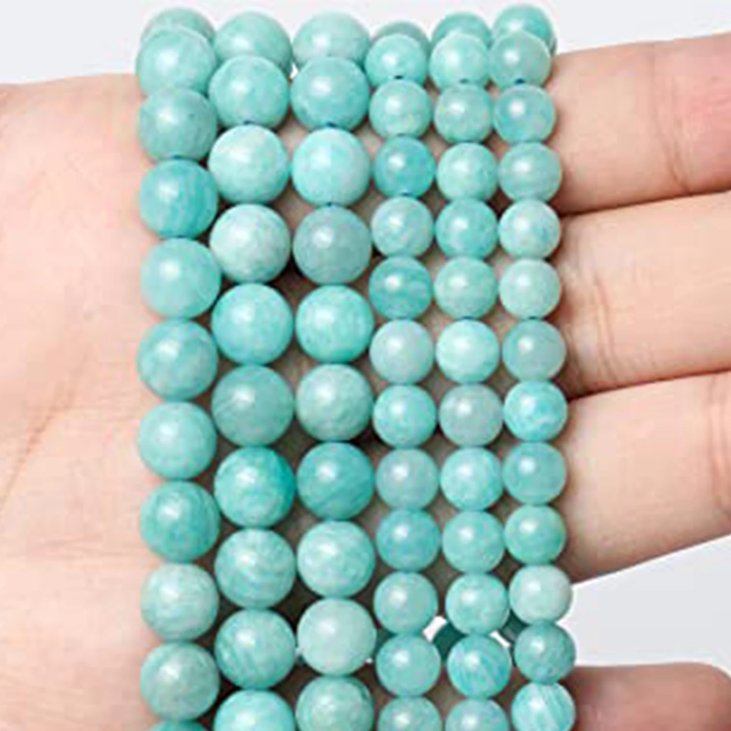 Natural Amazonite Gems Rodada Beads, Loose Beads para Fazer Jóias, Pulseira DIY, Beading Acessórios, 6mm, 8mm, AAA +