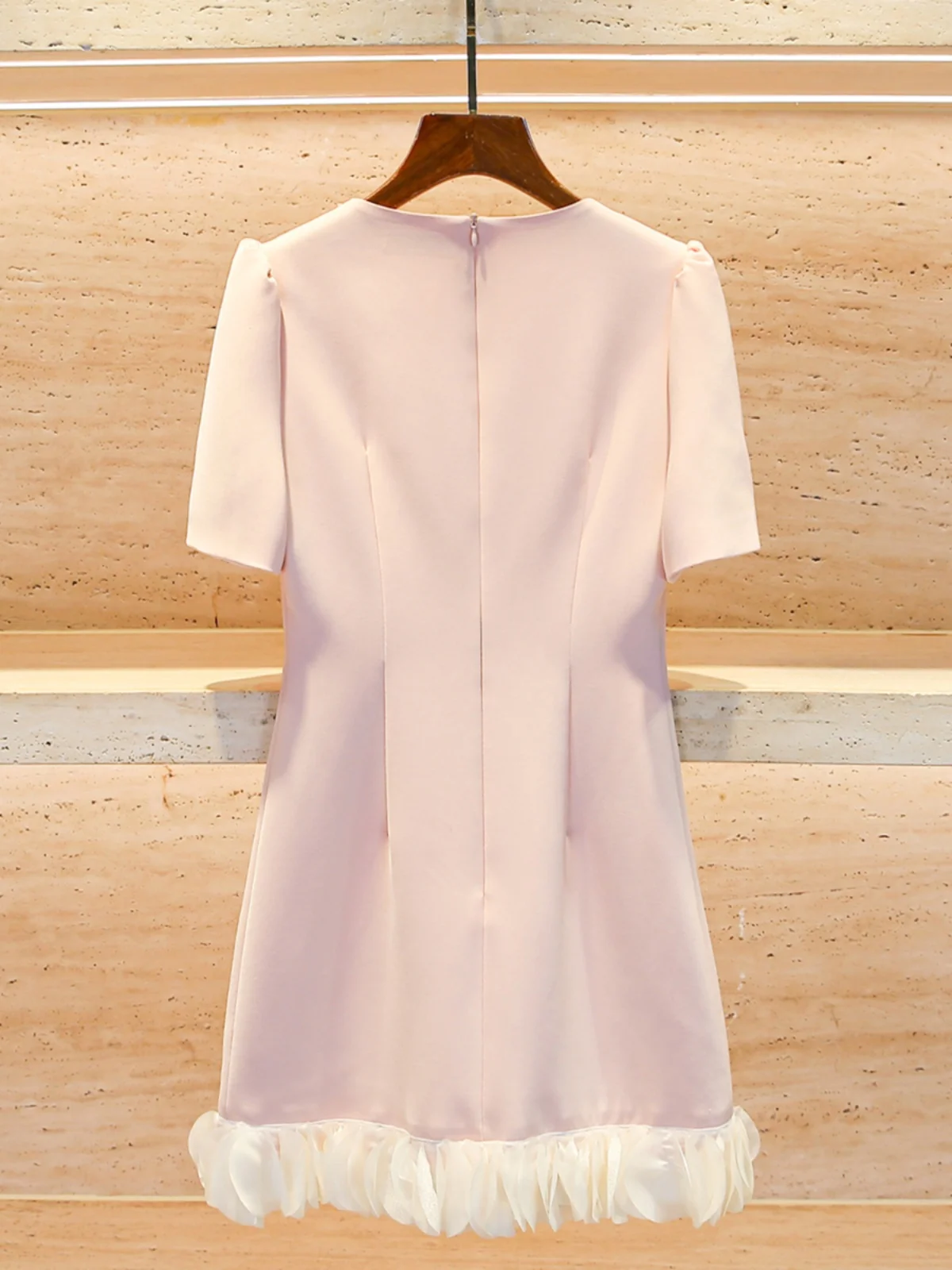 Vestido E de Primavera com Estilo Suave, Laço Borboleta e Contas, Saia A-Line de Cintura Alta em Fibra de Poliéster, V...