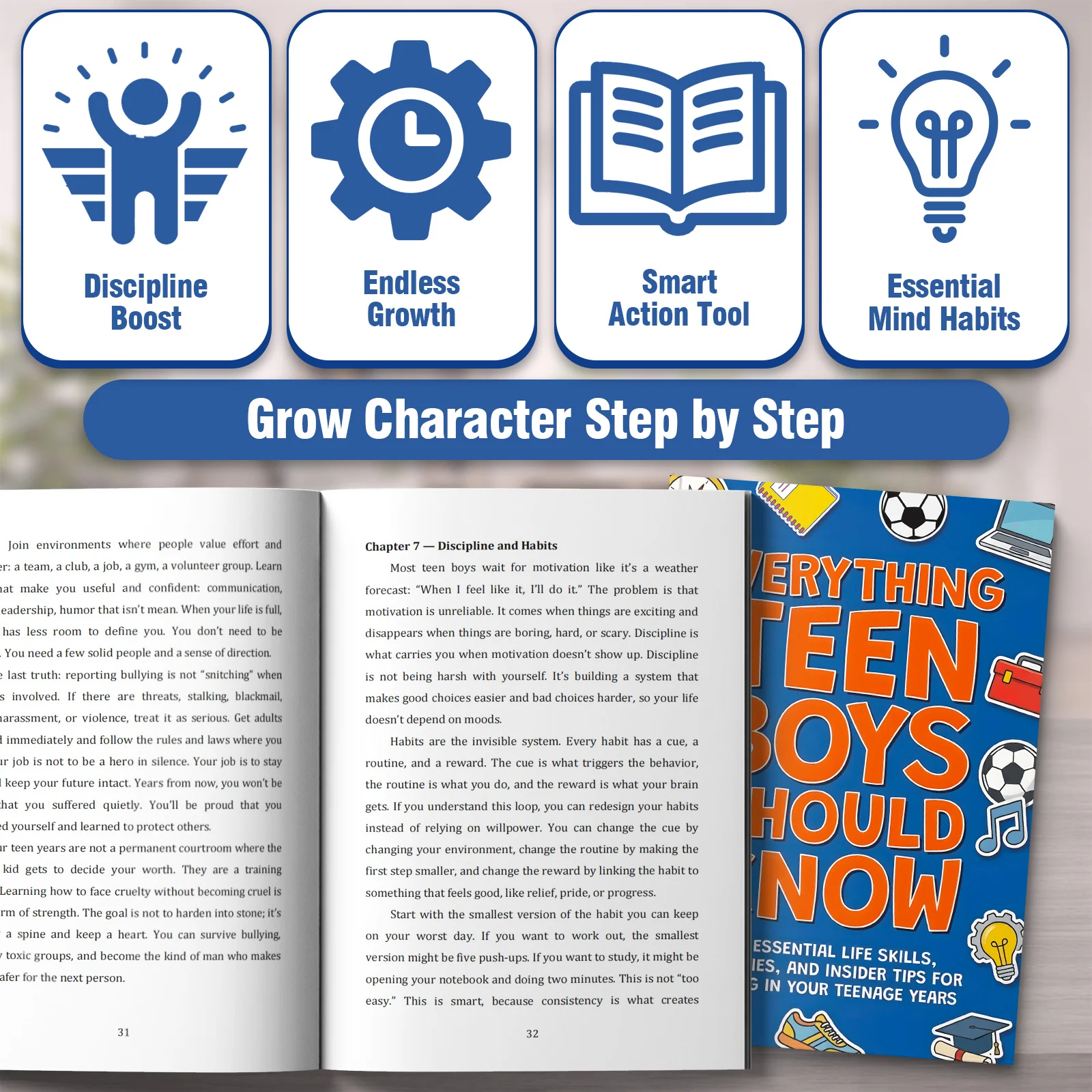 Teen Boy Life Skills and Personal Growth Book Set, 2-Book Collection Featuring Everything Teen Boys Should Know and 101 Growth