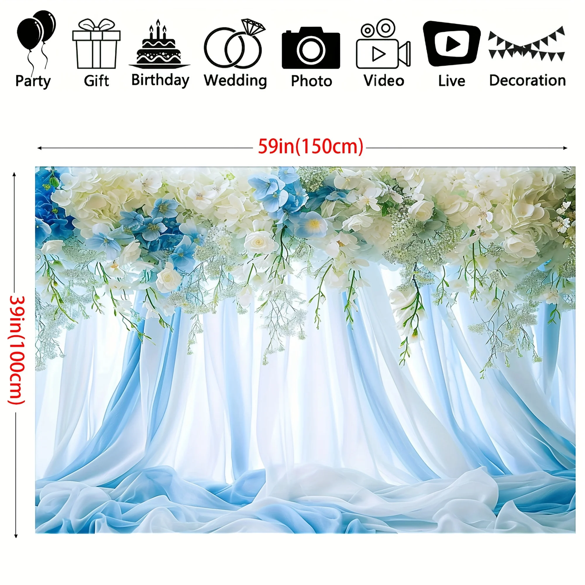 A bouquet of white and blue flowers on a spectacular background style sky blue background suitable for outdoor and home decor