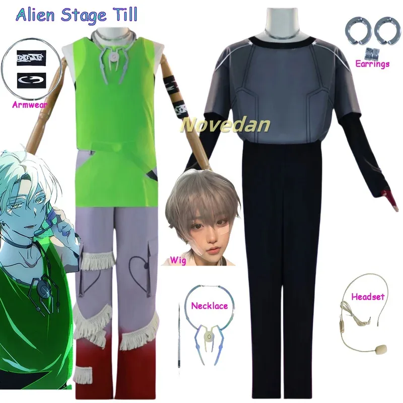 

Аниме ALIEN STAGE Косплей Круглый 7 6 Blink Gone Till Косплей Костюм Парик Опора Аксессуар Idol Зеленый Жилет Брюки Alienstage Косплей