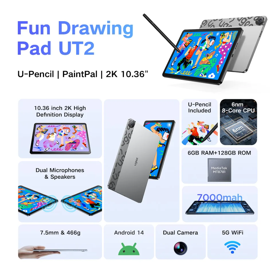 UGEE UT2 android 14 タブレット10.36 6GB+128GB UGEE UT2 divertido dibujo Pad 6GB + 128GB pantalla completamente