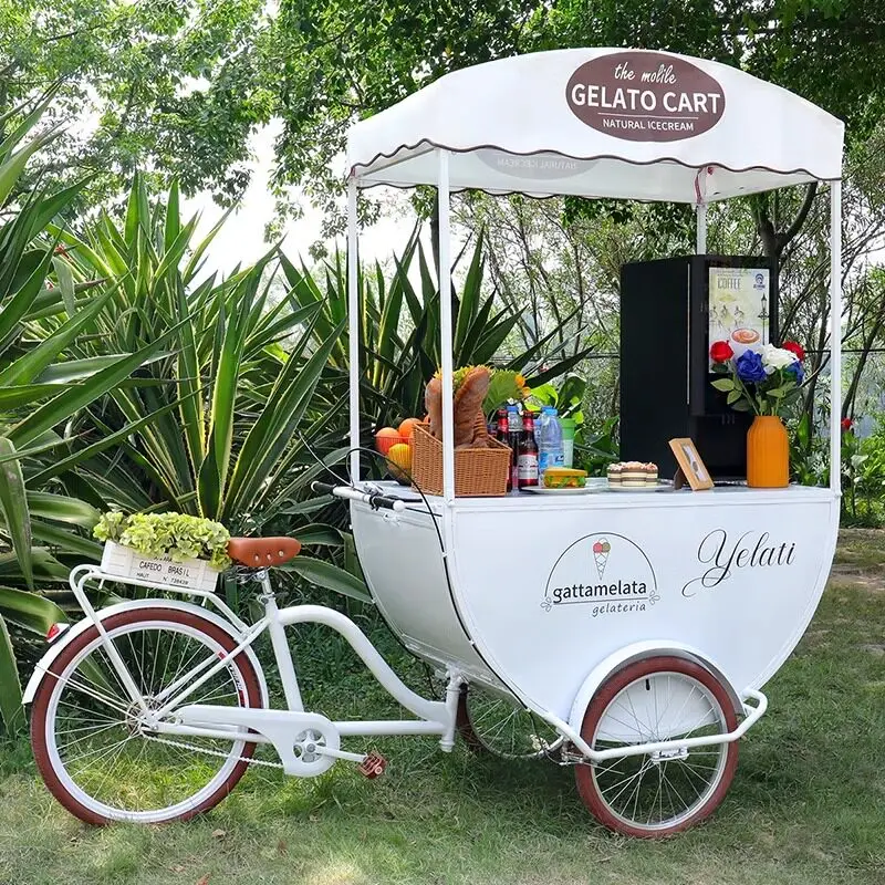 *  Hand Push Ice Cream Display Refrigerator Snack /juice Food Cart Beach Ice Tile Ice-cream-cart Trolley