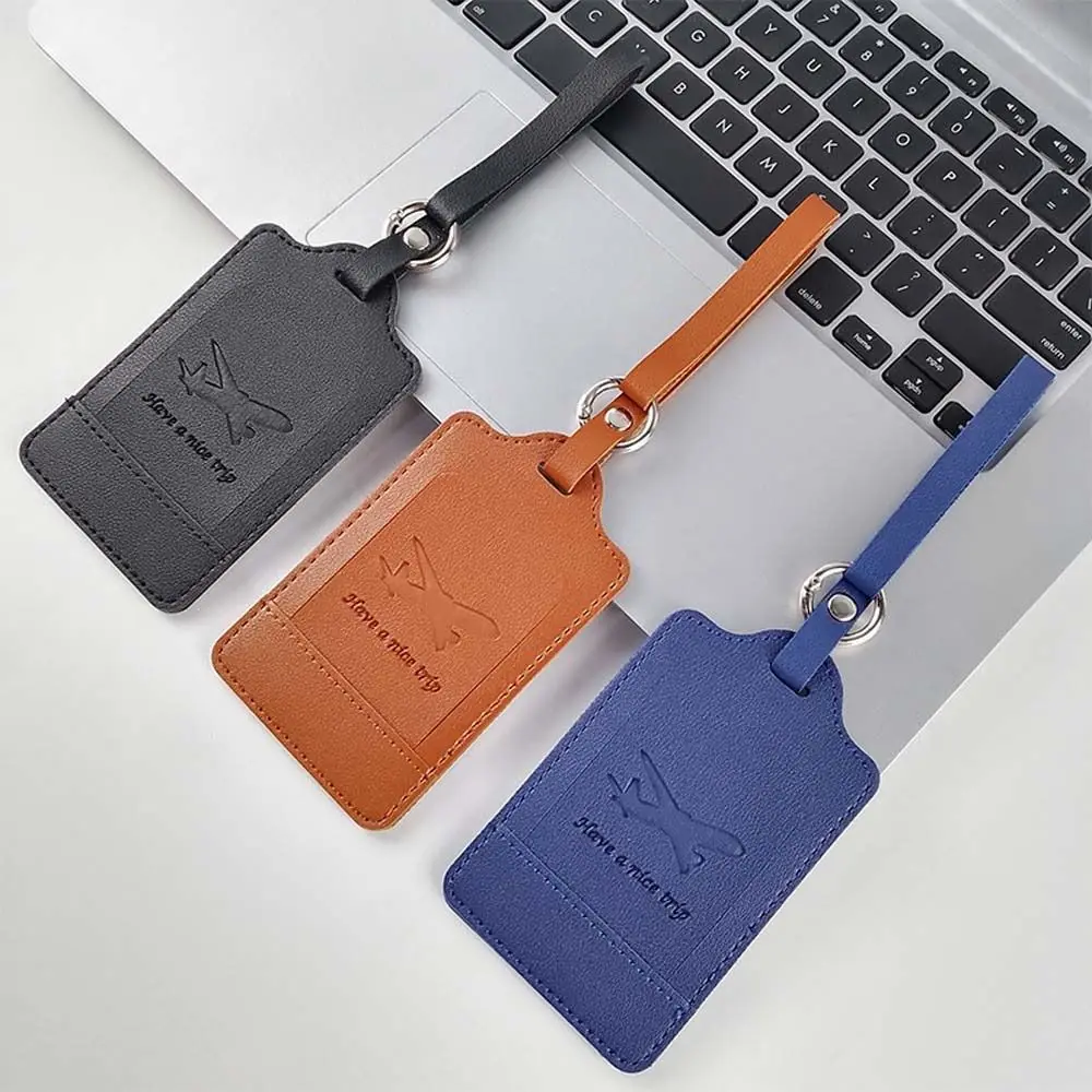 Portable Colorful Airplane Check-in Handbag Label PU Leather Luggage Tag Airplane Suitcase Tag Travel Accessories Boarding Pass