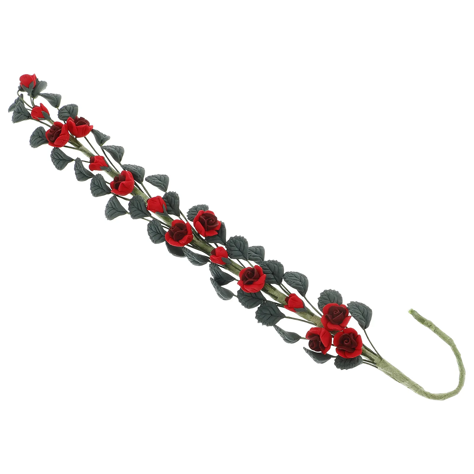 

1 12 Miniature Dollhouse Rose Vine Artificial Flower Garland Hanging Decoration Garden Plants Dollhouse Accessories