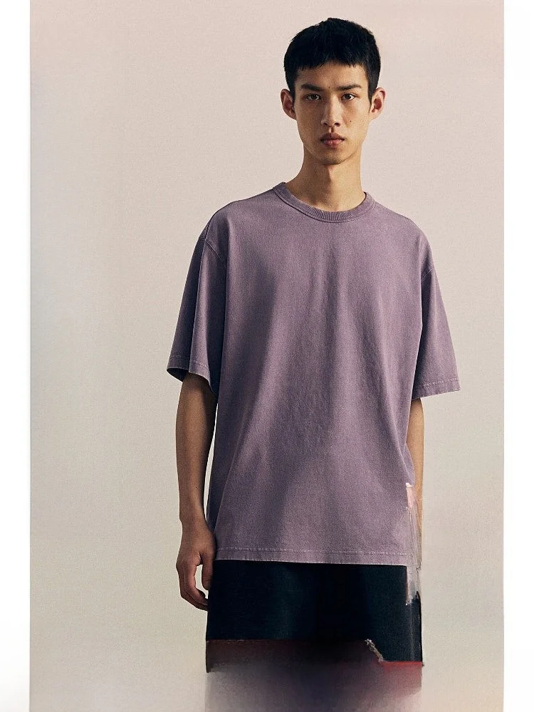 

Удобная свободная футболка унисекс H&M с круглым вырезом, весна-лето, большой размер, ребристая ткань Neline