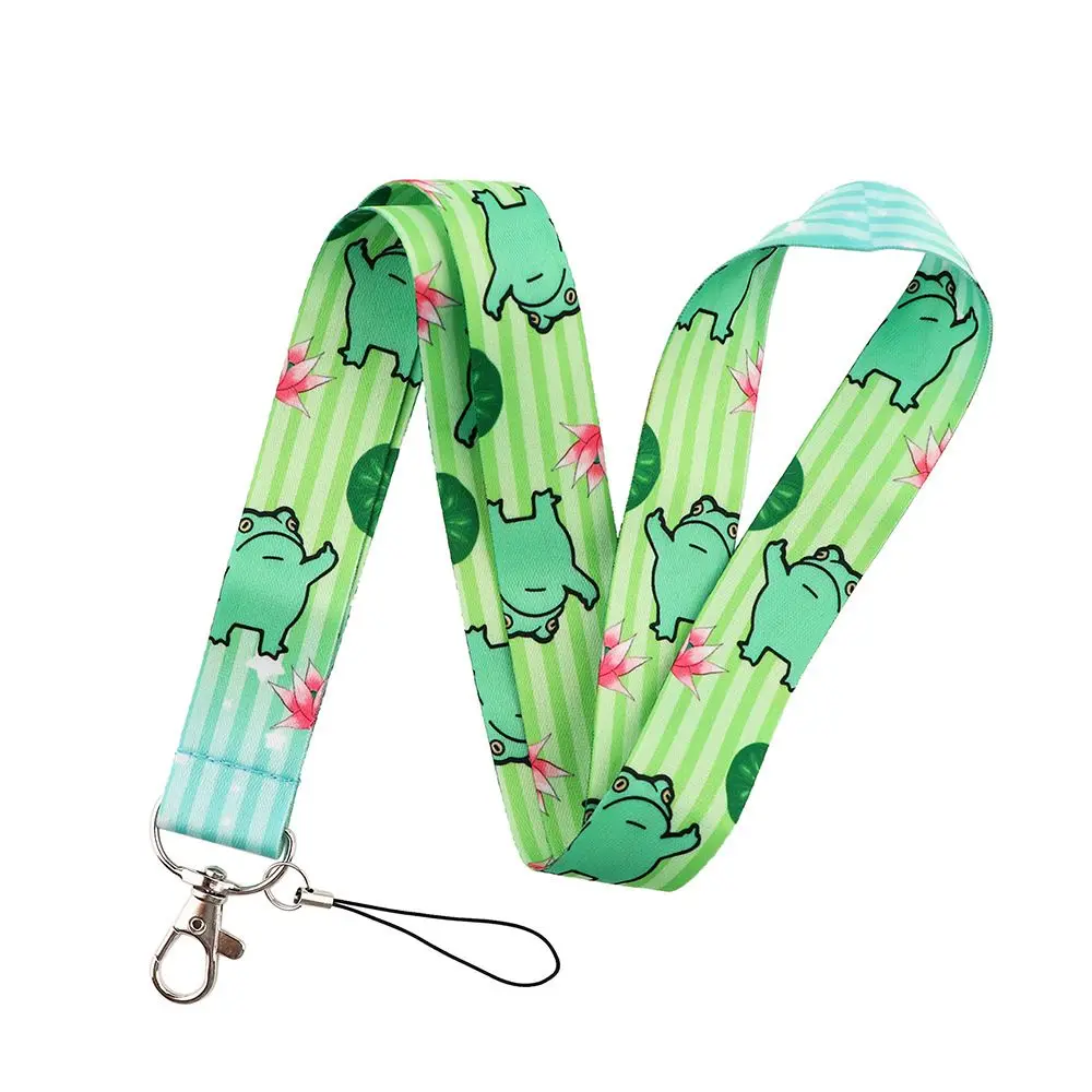 Holder Key Ring Holder Mobile Phone Strap Keychain Badge Holder Frog Print Neck Strap ID Card Pass Hang Rope Keychain Ribbon