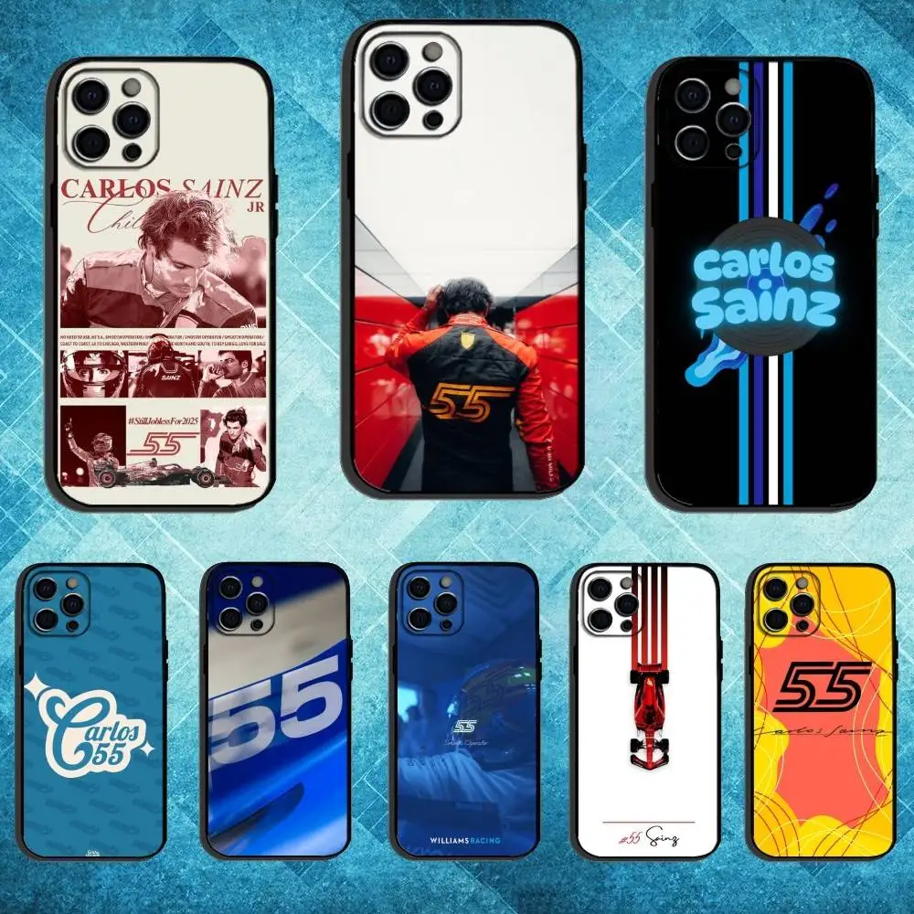 

55 C-Carlos Sainz Phone Case For iPhone17,16,15,14,13,12,11 Plus,Pro Max Soft Black Cover