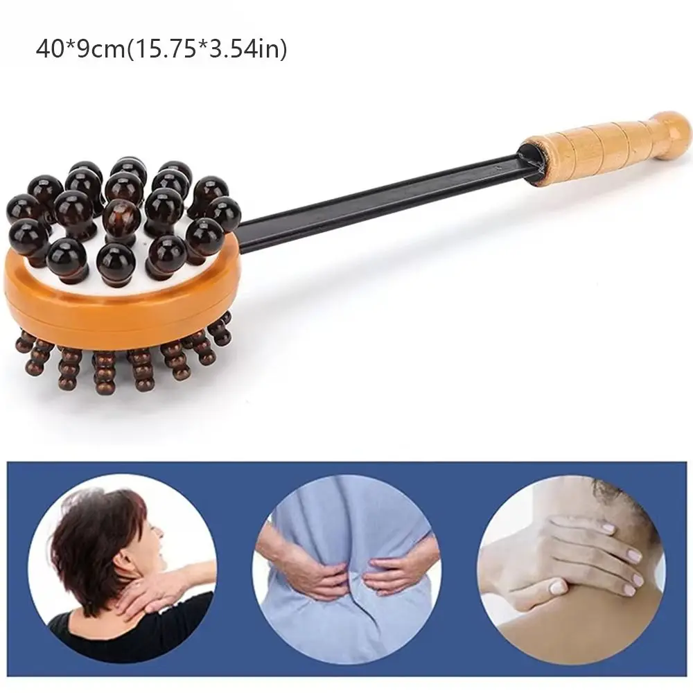 Afbeelding 6: Nieuwe Meridianen Massagehamer Relax Dubbele Kop Houten Massagestok Handheld Percussie Massager