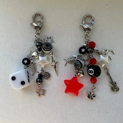 Handmade cluttered rockstar gf edgy grunge cyber emo key chains | Y2K Star girl   phone charms
