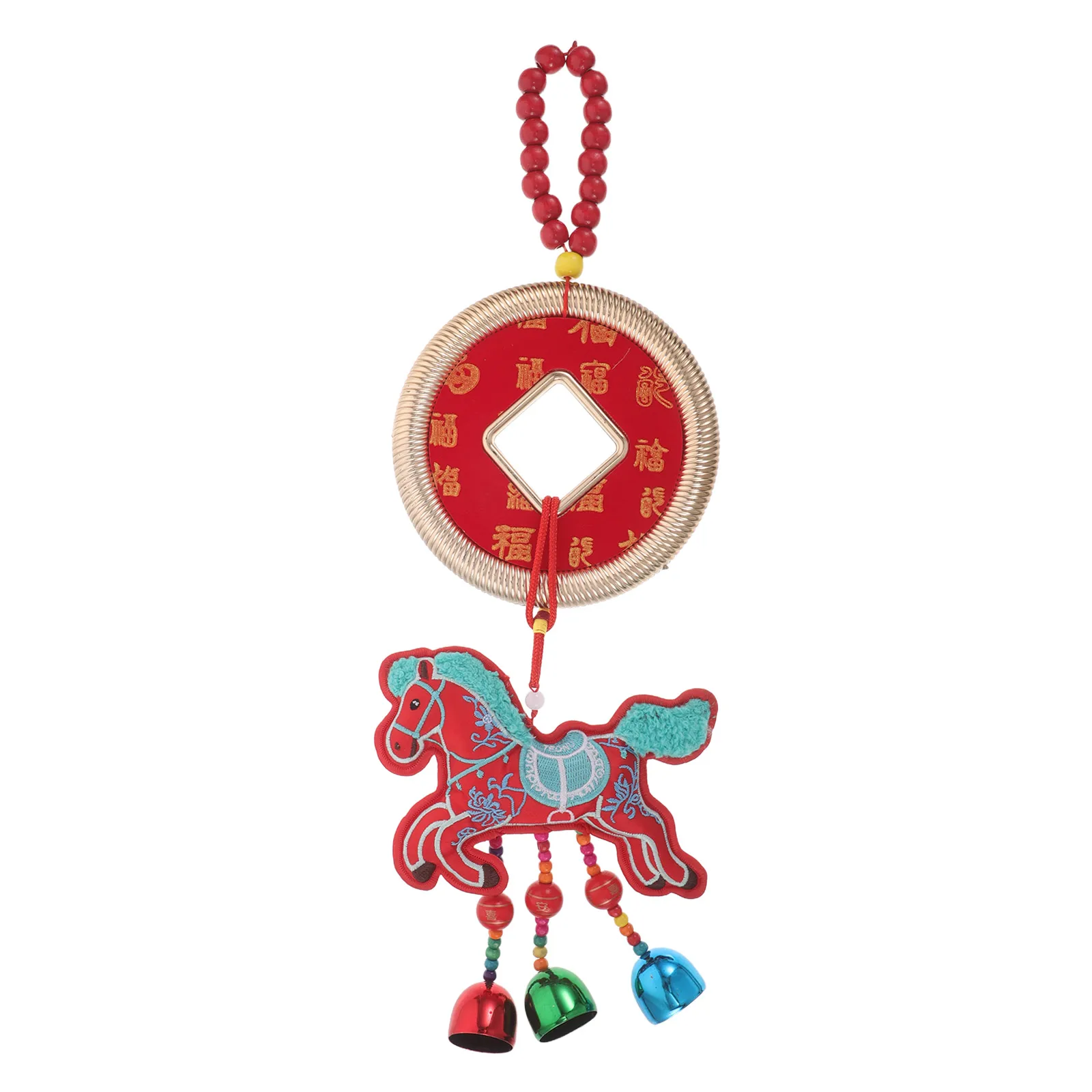 

Chinese New Year Horse Wind Chime - Red Year of The Horse Hanging Pendant - Feng Shui Lucky Charm Decor for Door Entrance Indoor