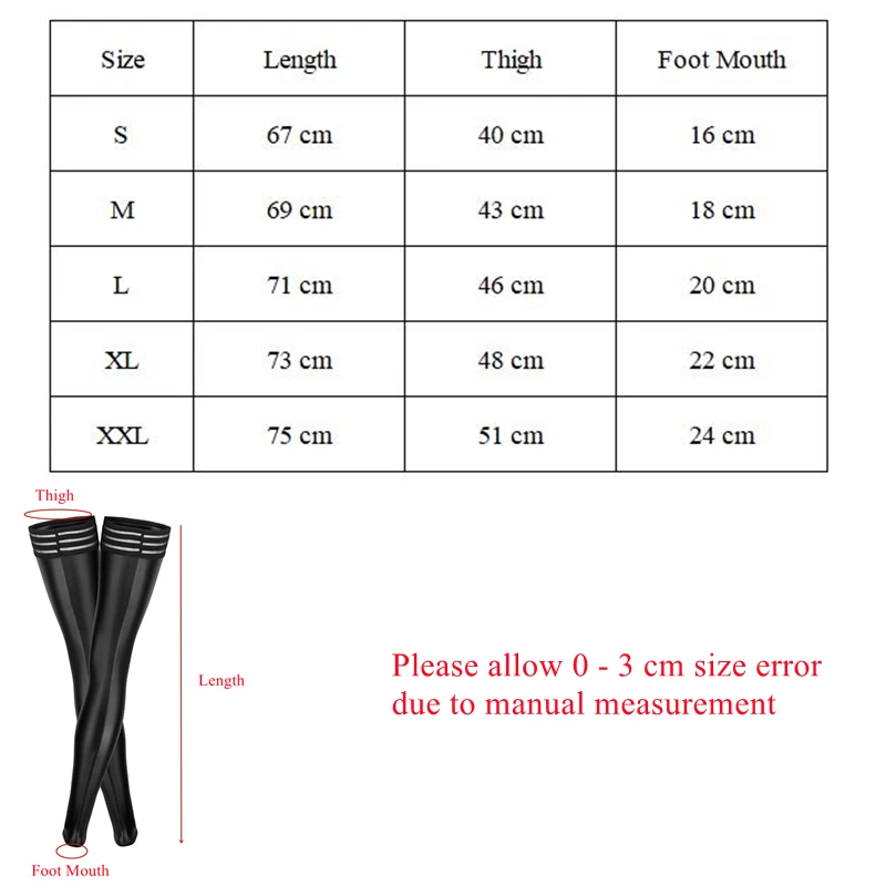 Plus Size Wet Look PVC Leather Faux Boots Silicone Hold Up Thigh High Stockings Women Sexy Pole Dance Nightclub Party Hosiery