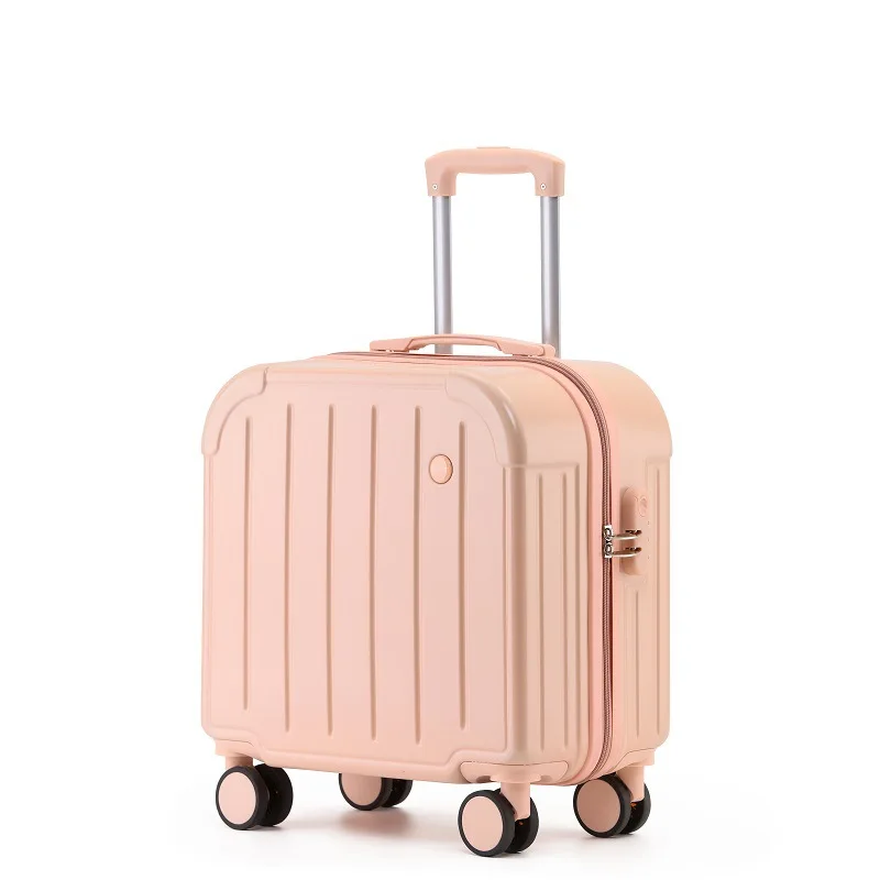 Mini valise de voyage avec petite nervure fraîche pour fille, valise à roulettes universelle durable pour étudiant, nouveau design, 18 po, bain le plus récent