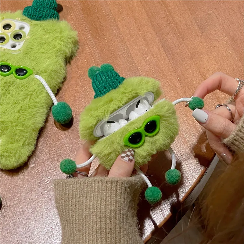 Новинка 2022, пушистый чехол для AirPods 3 21, милый плюшевый пушистый защитный чехол для девочек с 3D рисунком, аксессуары для AirPods Pro 2, чехол