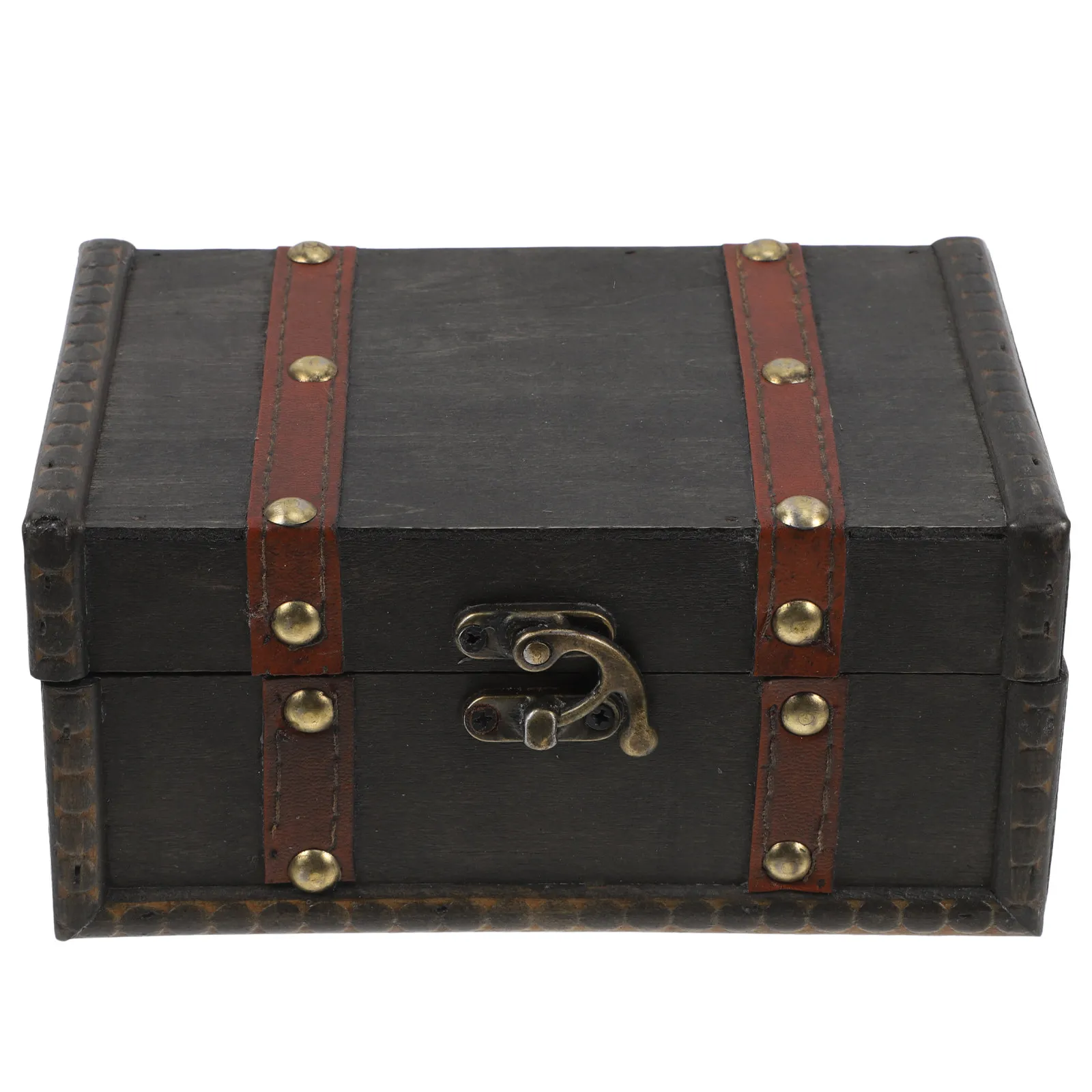 

Маленькая деревянная коробка для хранения, прямоугольный винтажный сундук, декоративный органайзер для украшений, памятных вещей, пиратский сундук