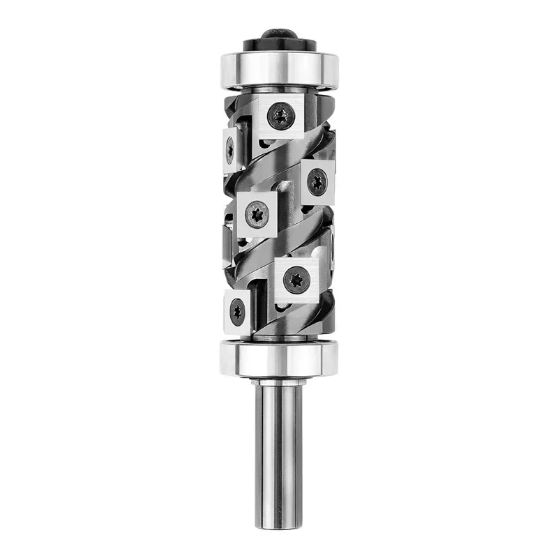 Heavy Duty Carbide Insert Flush Trim Router Bit with Bearing 32MM Dia 65mm Cutting Length 1/2 Inch Shank for Woodwork Trimming