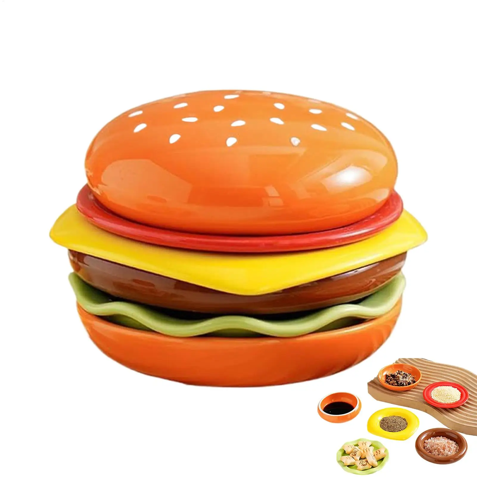 Stackable Hamburger Plate Set Burger 6 Layers Dinner Plate HighValue Plate Interesting Sauce Containers Table Decoration