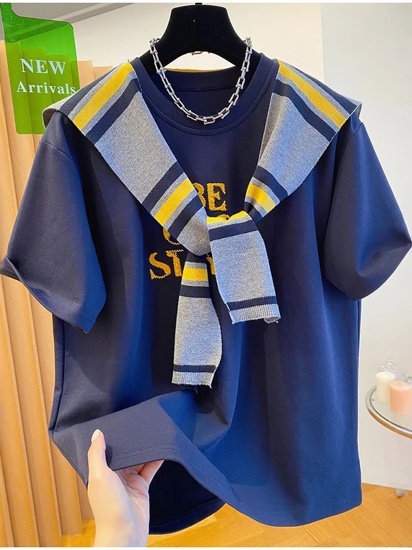 plus Size Women's Casual ort Sve T-irt with oulder Wrap Floing Korean Sle Loose Fit Breathable Comfortable Top