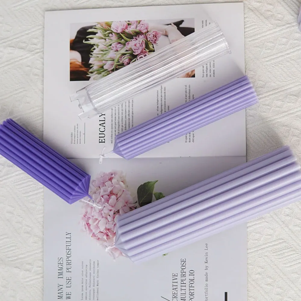 Acrylic Candle Mold DIY Stripe Scent Pillar Resin Plastic Tools Taper Roman Column Mould Candle Making Wedding Party Decor Gifts