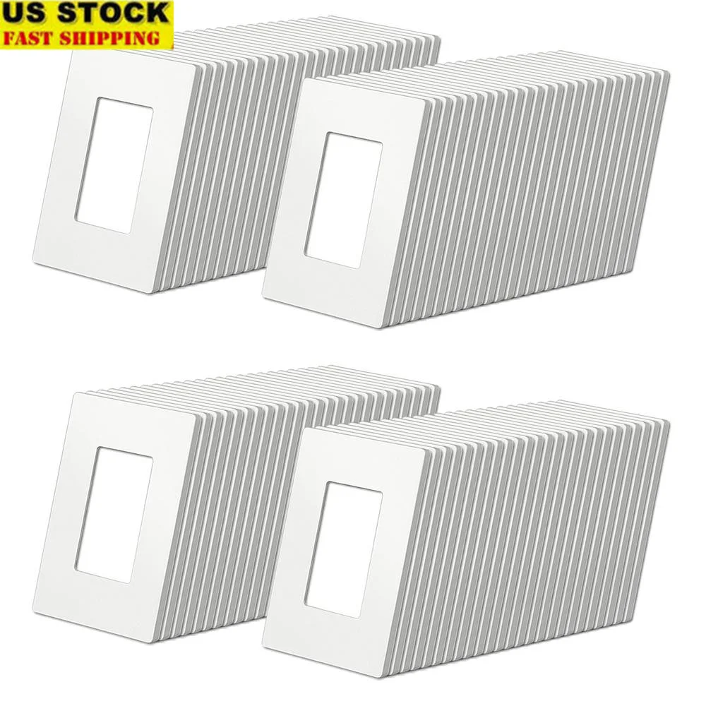 100 Pack Matte White Decorator Screwless Wall Plate 1-Gang Switch Cover Outlet Cover Dimmer Light Switch Modern Upgrade Stain