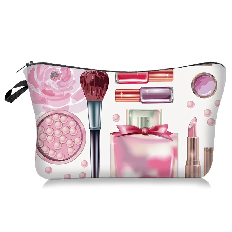The new light and fresh pattern series makeup bag is selling well. It's a hand-held storage bag with a polyester fabric cover.