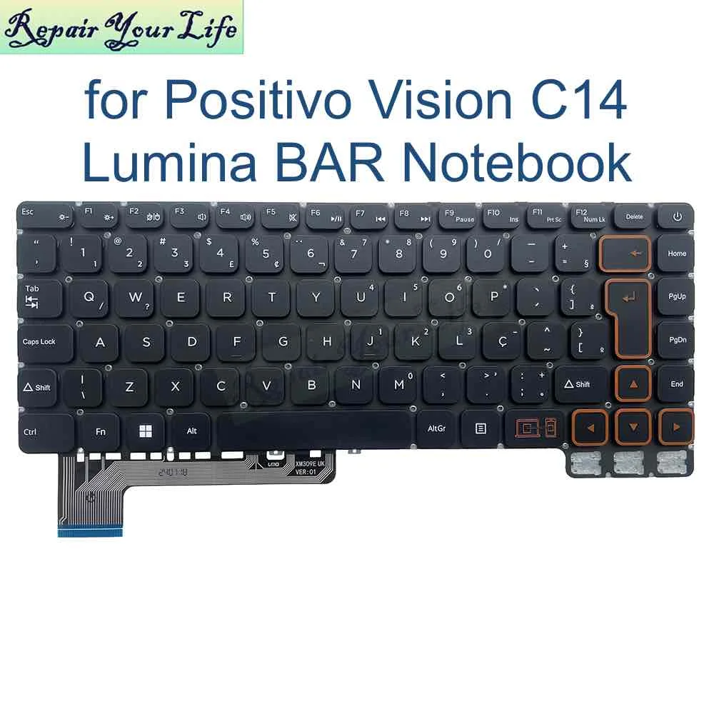 

Клавиатура Latin Brazil PT-BR для ноутбука Positivo Vision C14 Lumina BAR, португальские бразильские клавиатуры для ноутбука LA, черный, серый, новинка