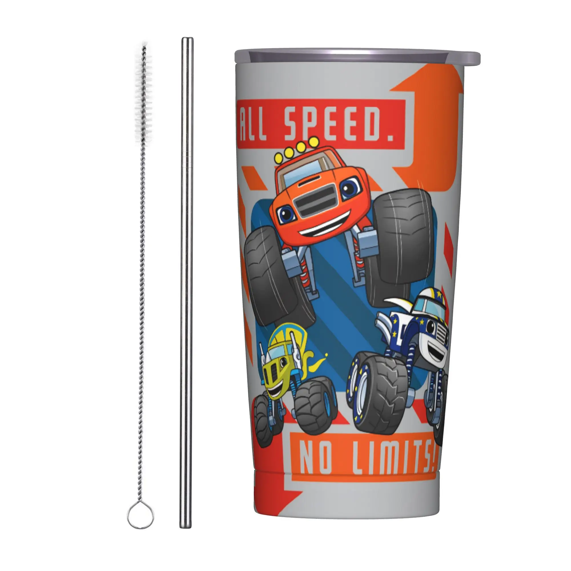Stainless Steel Tumbler B-Blaze and the Monster M-Machines Mugs Cup With Straws  Beach Drink Water Bottle Portable Thermal Mug,