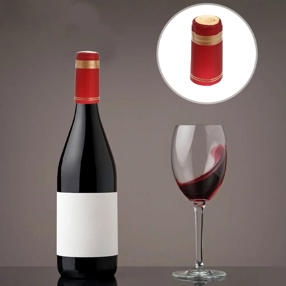 

50pcs Red Heat Shrink Capsules Pvc Bottle Sealing Tops Wine Bottle Cover For Home Use Wine Accessories Shrink Wraps