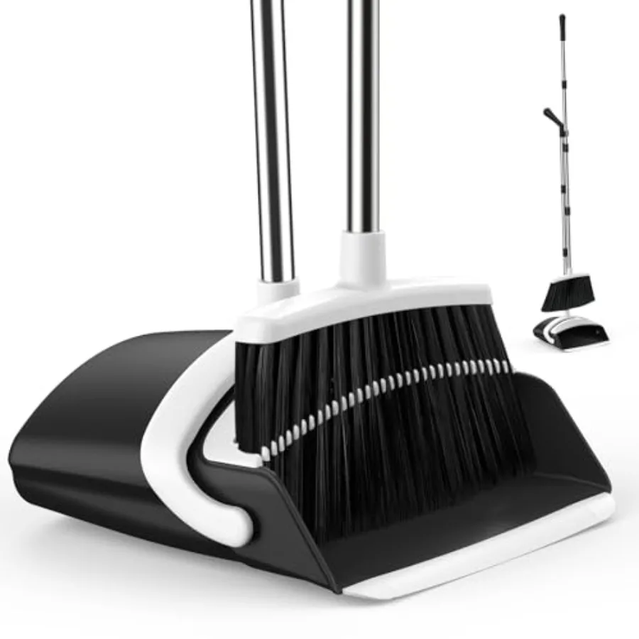 

Broom and Dustpan Set for Home 51-in Long Adjustable Handle Angle Broom and Dustpan Combo Set with Dust Pan Teeth to Clean Hair