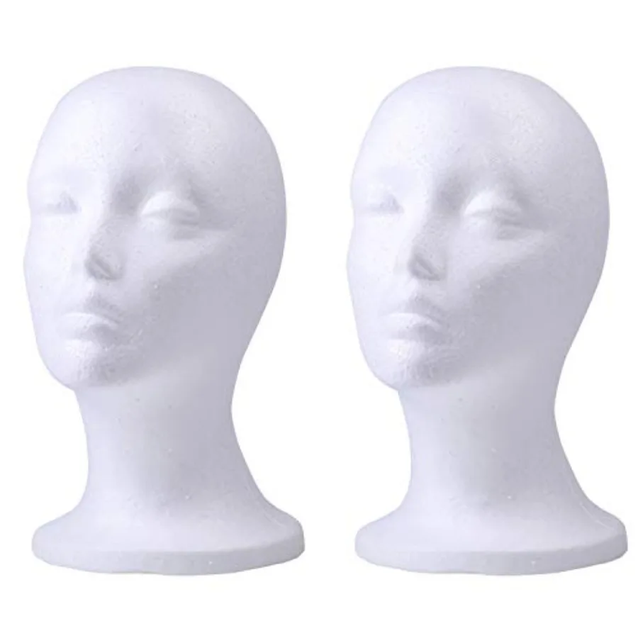 

2 Pack Foam Wig Display Stand for Female Mannequin Hair Styling Ideal for Cosmetics Model Head Display with Glasses Mask Hat Ha