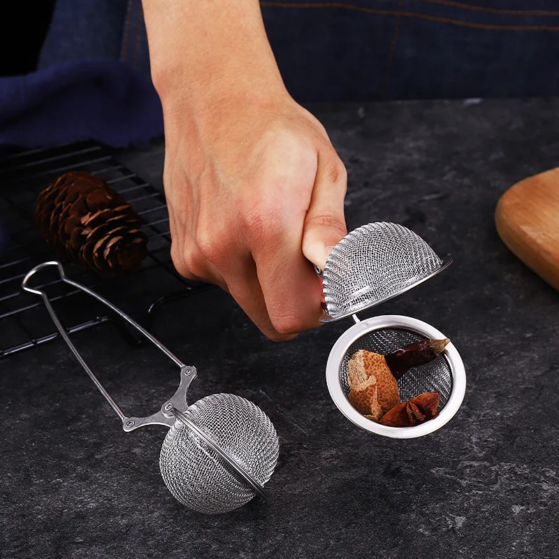 Creative Stainless Steel Tea Infuser Round Teapot Tea Ball Kitchen Spice Cha Sieve Hanging Mug Coffee Strainer Household Items