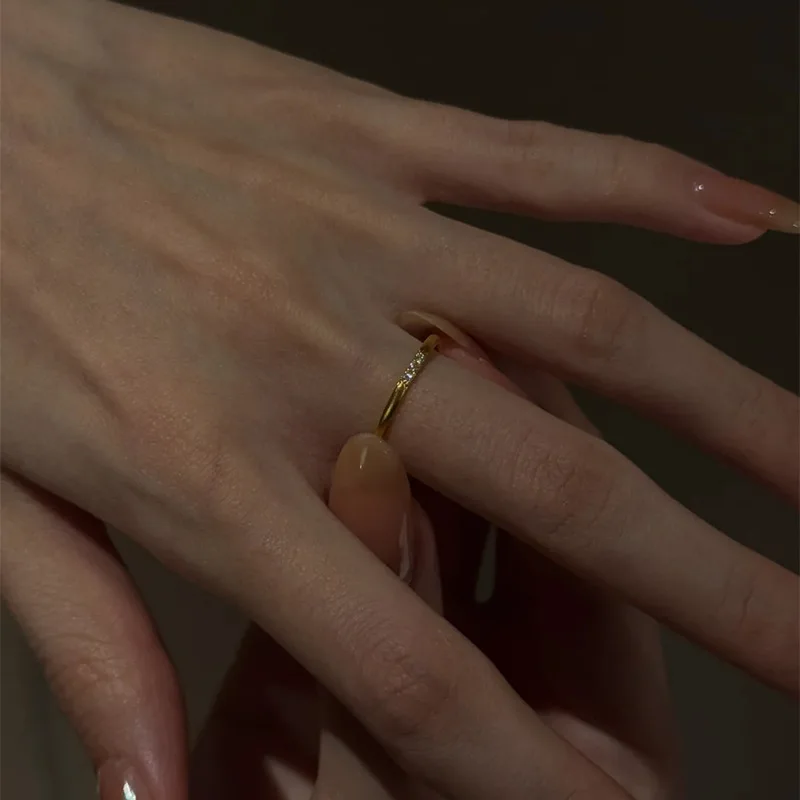 Fashion minimalist style slim rings for women single diamond geometric ring adjustable party Suitable for daily jewelry gifts