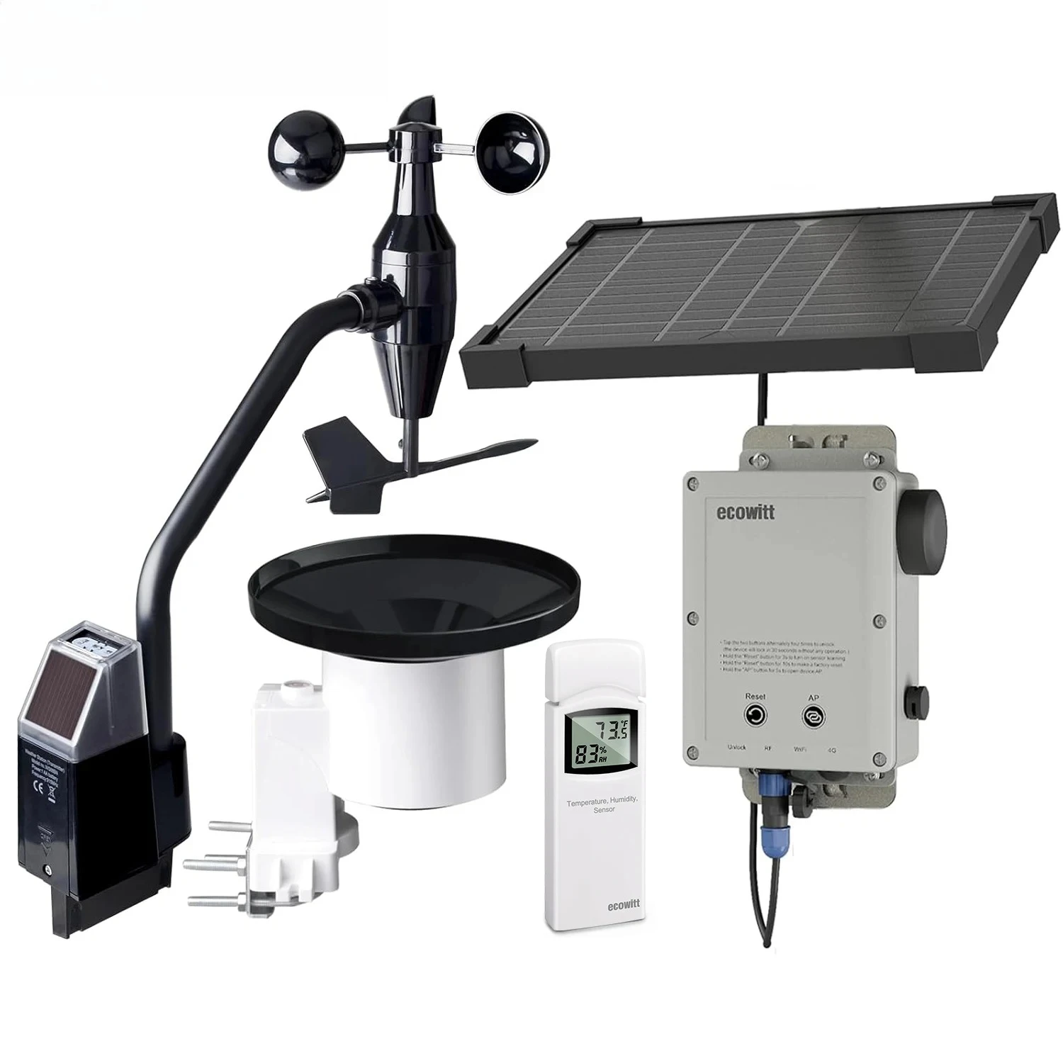 WittField WS6210 7-in-1 Wireless Weather Station Professional 4G & Wi-Fi Solar-Powered  Wireless Weather Station