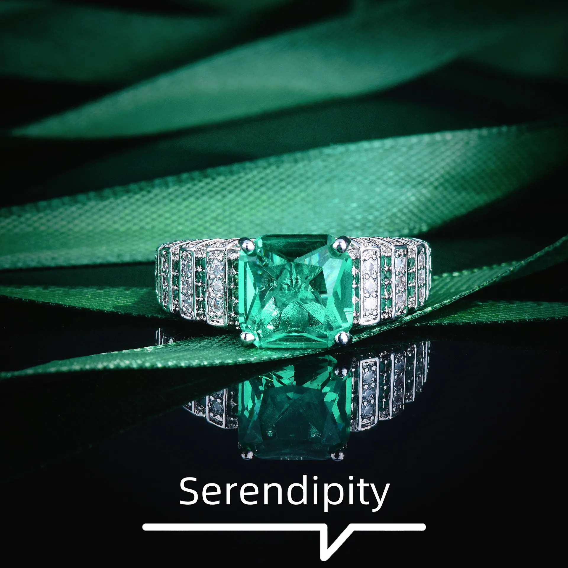 S925 Sterling Silver Open Band Ring Exquisite Lake Green Colorful Gemstone Inlay Hypoallergenic Comfortable Wear For Women Girls